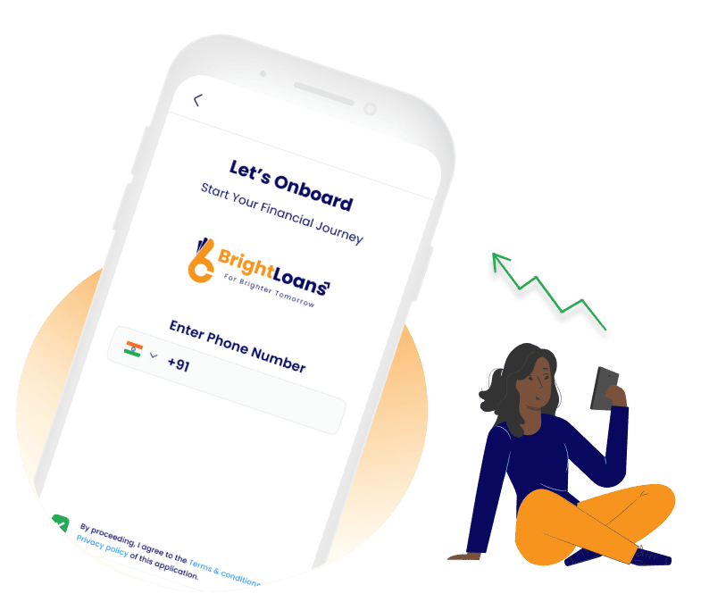BrightLoans promotional banner showing mobile loan application