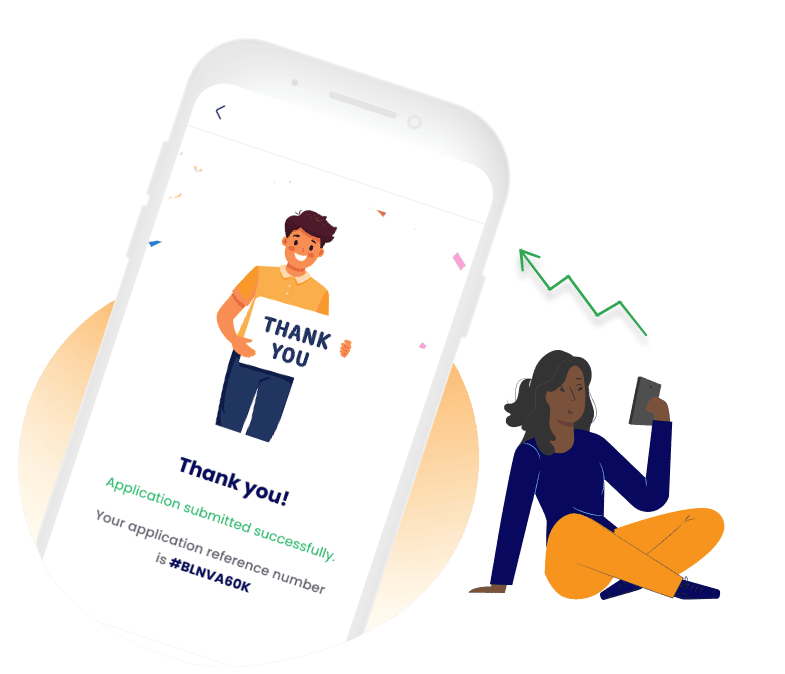 Customer using BrightLoans app on smartphone